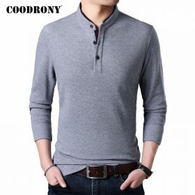 COODRONY Brand Soft Pure Cotton T Shirt Men Clothes 2020 Stand Collar Long Sleeve T-Shirt Men High Quality Tee Shirt Homme C5040 1