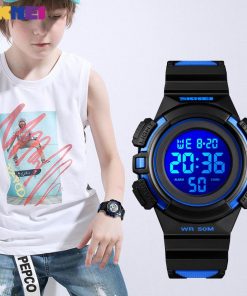 SKMEI Sport Kids Watches Waterproof PU Leather Colorful Display Children Wristwatch 12/24 Hour Boy Clock relogio infantil 1559 1