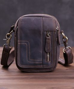 AETOO Men's mini leather bag, vertical casual shoulder bag, vintage leather men's bag, stiletto bag 8