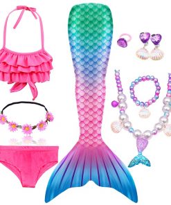 Fantasy Children Mermaid Tails Swimming Party Cosplay Costumes Halloween Little Mermaid Girls Swimsuit Bikini Set Bathing Suit 15