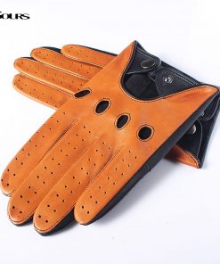 Gours Spring Men's Genuine Leather Gloves High Quality Fashion Black Driving Unlined Goatskin Finger Gloves New Arrival GSM047 2