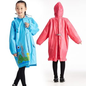 QIAN Impermeable Children Raincoat Coat Boys and Girls Kids Cute Cartoon Rain Poncho Hooded Elastic Band Waterproof Rain Jacket 2
