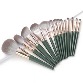 BANFI 14pcs Makeup Brushes Set Eyeshadow Powder Green Matte Wood Handle Concealer Cosmetic Eyebrow Beauty Tool 3