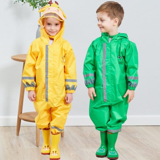 VILEAD Cute Animal Baby Jumpsuits Rain Coat Waterproof Polyester Raincoat Children Windproof Poncho for Kindergarten Student 3