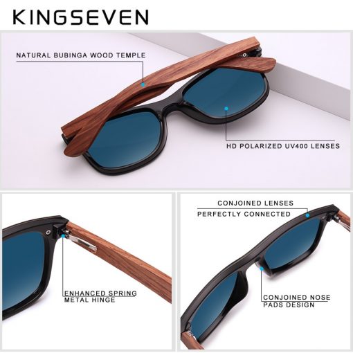 KINGSEVEN Natural Wooden Sunglasses Men Polarized Fashion Sun Glasses Original Wood Oculos de sol masculino 3