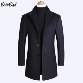 BOLUBAO Men Wool Blend Coat Winter New Men's Casual Wild Wool Overcoat Quality Brand Male Solid Color Wool Coat 1