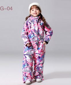 2020 Winter Kids Ski Suit -30 Degrees Siamese Ski Wear Waterproof Warm Girls And Boys Snow Snowboard Jacket Outdoor Clothing 12