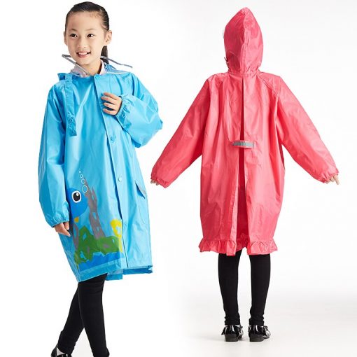 QIAN RAINPROOF Impermeable Eco-friendly Children Raincoat Healthy Kids Rainwear Light Weight Rain Gear Poncho Sleeves Rain Coat 2