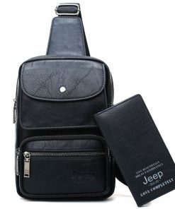JEEP BULUO Brand Big Size Man's Travel Bag Men Bag 2pcs Set High Quality Split Leather Unisex Crossbody Sling Bag For iPad 9