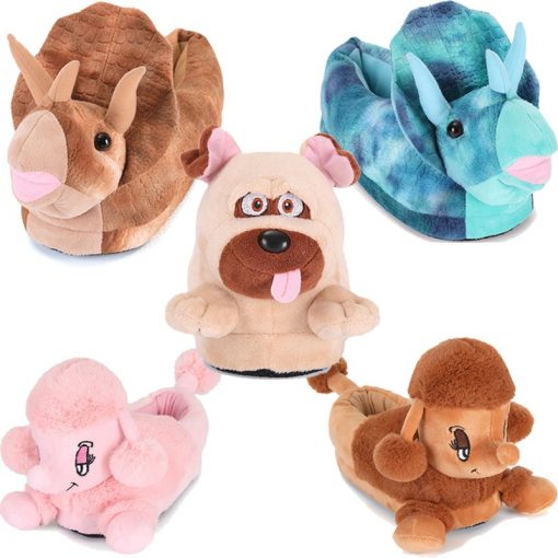 Winter Warm Child Shoes Soft Indoor Floor Slippers Home Slippers Animal Cartoon Plush Slides One Size Shoes Unisex Big Size 44 1