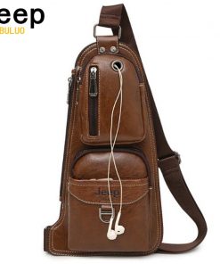 JEEP BULUO BRAND New Men Messenger Bags Hot Crossbody Bag Famous Man's Leather Sling Chest Bag Fashion Casual 6196 1