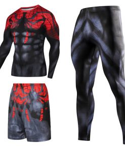 Men Sportswear Superhero Compression Sport Suits Quick Dry Clothes Sports Joggers Training Gym Fitness Tracksuits Running Set 7