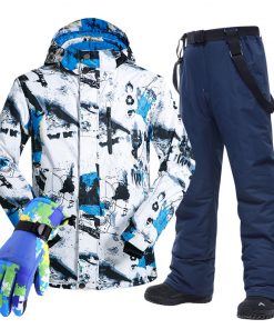 Large Size Men's Ski Suit -30 Temperature Waterproof Warm Winter Mountaineering Snow Snowboard Jackets and Pants Set 17