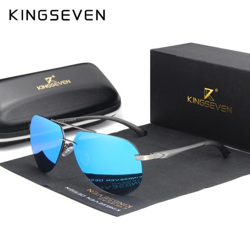 KINGSEVEN Aluminum Magnesium Polarized Rimless Lens Sunglasses For Men High Definition Retro Women Eyewear Oculos de sol 1