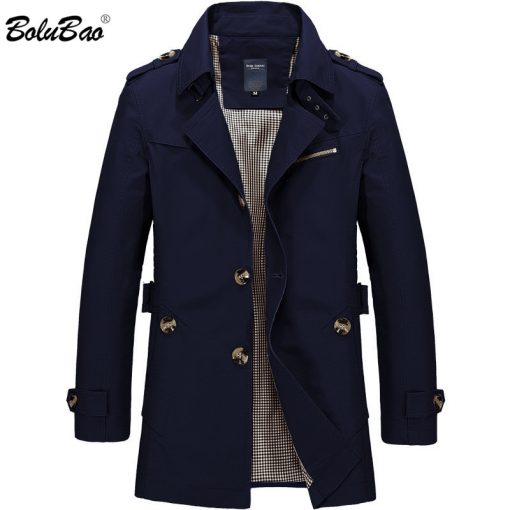BOLUBAO New Men Fashion Jacket Coat Spring Brand Men's Casual Fit Wild Overcoat Jacket Solid Color Trench Coat Male 1