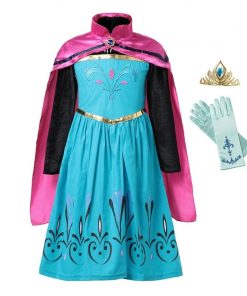 Girls Dress elsa costume anna elsa Dress princess for Kids dress for girls anna dress with cape Dress Costumes Cosplay 11