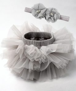 Baby girl tutu skirt 2pcs tulle lace bloomers diaper cover Newborn infant outfits  Mauv headband flower set Baby mesh bloomer 17