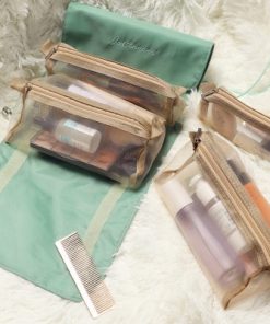 Women Cosmetic Bag Travel Organizer Foldable Hanging Nylon Wash Bag Portable Makeup Bag Multifunctional Toiletry Pouch 10