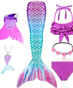 Bylulis Children Mermaid Swimming Suit Kids Mermaid Tails Swimmable Swimsuit Mermaid Cosplay Costumes Clothes Swimwear Bikini 9