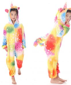 Kigurumi Unicorn Pajama Child Boys Winter Flannel Licorne Pajamas Kids Panda Pyjamas Sleepwear Oneise Girls Pijamas for 4-12 Y 13