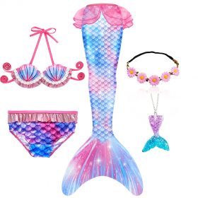 Girls Mermaid Tails Swimming Swimwear Swimmable Beach Clothes Little Children Mermaid Swimsuit Kids Halloween Cosplay Costumes 2