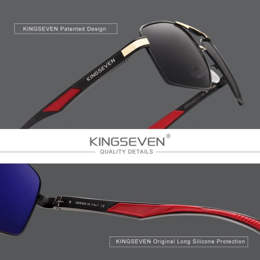 KINGSEVEN Aluminum Men's Sunglasse Polarized Lens Brand Red Design Temples Sun glasses Coating Mirror Glasses Oculos de sol 7719 3