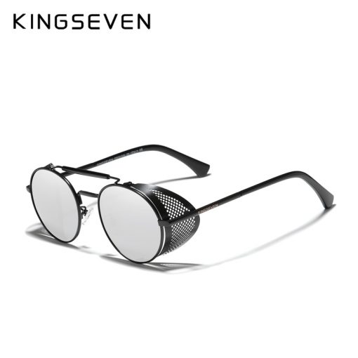 KINGSEVEN Fashion Gothic Steampunk Sunglasses Polarized Men Women Brand Designer Vintage Round Metal Frame Sun Glasses Eyewear 5