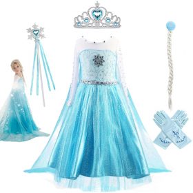 Fancy Baby Girl Princess Dresses for Girls Elsa Costume Bling Synthetic Crystal Bodice Elsa Party Dress Kids Snow Queen Cosplay 1
