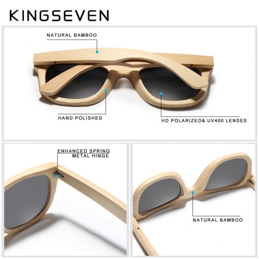 KINGSEVEN 2019 Retro Bamboo Sunglasses Men Women Polarized Mirror UV400 Sun Glasses Full Frame Wood Shades Goggles Handmade 4