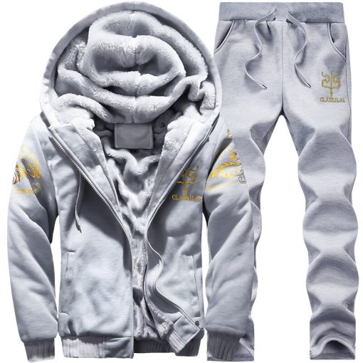 BOLUBAO Men Sweatshirt Set Winter Thicken Mens Casual Warm Tracksuits Male Thick Slim Fit Sets 2