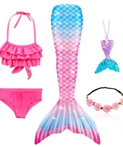 Girls Mermaid Tails Swimming Swimwear Swimmable Beach Clothes Little Children Mermaid Swimsuit Kids Halloween Cosplay Costumes 8