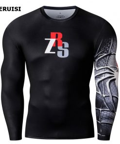 Male t-shirt 3D Printed Compression Shirt Quick-Dry T-Shirt Rash Guard Tops Fitness Running Shirt Men Gym Sport Tight 11