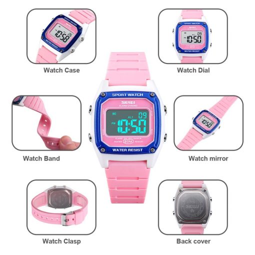SKMEI Sport Kids Watches Fashion Digital Children's Girl Boy Watch Stopwatch Alarm Clock Waterproof Luminous montre enfant 1614 2