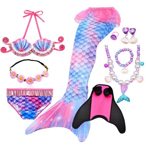 Kids Mermaid Swimsuit Bikini Girls Mermaid Tail with Finned Swimsuit Child's Wear Split Swimsuit Mermaid Tail Clothing Swimwear 4