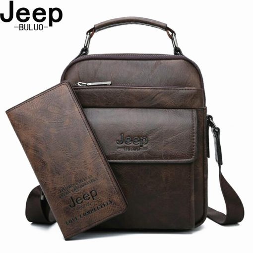 JEEP BULUO Brand Men's Messenger Fashion Split Leather For Men Tote Bag Men Shoulder Bags High Quality Handbags New 2PC/Set 2