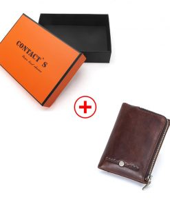 CONTACT'S New Small Wallet Men Crazy Horse Wallets Coin Purse Quality Short Male Money Bag Rifd Cow Leather Card Wallet Cartera 7