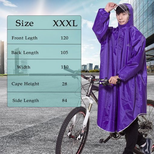 QIAN Men/Women Impermeable Raincoat Electromobile/Bicycle Sleeved Rain Poncho Thick Visable Transparent Hood Rain Gear Rain Coat 5