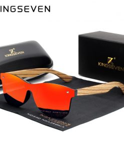 KINGSEVEN 2021 Polarized Square Sunglasses Men Women Zebra Wooden Frame Mirror Flat Lens Driving UV400 Eyewear 2
