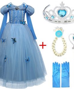 Cosplay Snow Queen Dress Girls Elsa Dress For Girls Princess Vestidos Fantasia Children Belle Dress Girl Party Costume 18