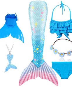 Bylulis Children Mermaid Swimming Suit Kids Mermaid Tails Swimmable Swimsuit Mermaid Cosplay Costumes Clothes Swimwear Bikini 16