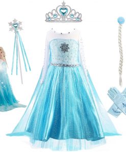 Fancy Baby Girl Princess Dresses for Girls Elsa Costume Bling Synthetic Crystal Bodice Elsa Party Dress Kids Snow Queen Cosplay 9