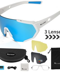 WEST BIKING Pro 3 Lens Polarized Cycling Glasses UV400 Protection Sunglasses Men Women MTB Road Bike Eyewear Cycling Goggles 8