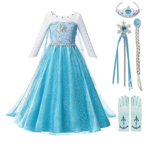 Princess Girls Anna elsa Dress Anna Costume with Cloak Children Cosplay Clothing Snow Queen 2 birthday Party Cosplay Fancy Dress 1