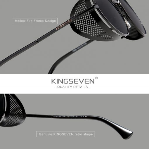 KINGSEVEN Fashion Gothic Steampunk Sunglasses Polarized Men Women Brand Designer Vintage Round Metal Frame Sun Glasses Eyewear 4