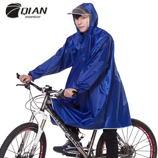 QIAN Men/Women Impermeable Raincoat Electromobile/Bicycle Sleeved Rain Poncho Thick Visable Transparent Hood Rain Gear Rain Coat 6