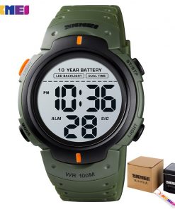 SKMEI Sport Fitness Watches Mens Digital 100M Waterproof Wrist Watch Men 2 Time 10 Year Battery Alarm Clock reloj hombre 1560 8