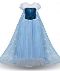 Cosplay Snow Queen Dress Girls Elsa Dress For Girls Princess Vestidos Fantasia Children Belle Dress Girl Party Costume 9