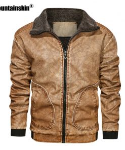 Mountainskin Winter Mens PU Jacket Thick Warm Men's Motorcycle Jacket New Fashion Windproof Leather Coat Male EU Size 3XL SA864 1