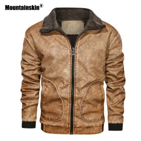Mountainskin Winter Mens PU Jacket Thick Warm Men's Motorcycle Jacket New Fashion Windproof Leather Coat Male EU Size 3XL SA864 1