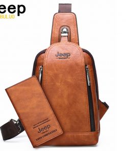 JEEP BULUO Brand Travel Hiking Messenger Shoulder Bags Men's Large Capacity Sling Crossbody Bag Solid Men Leather Bag 1